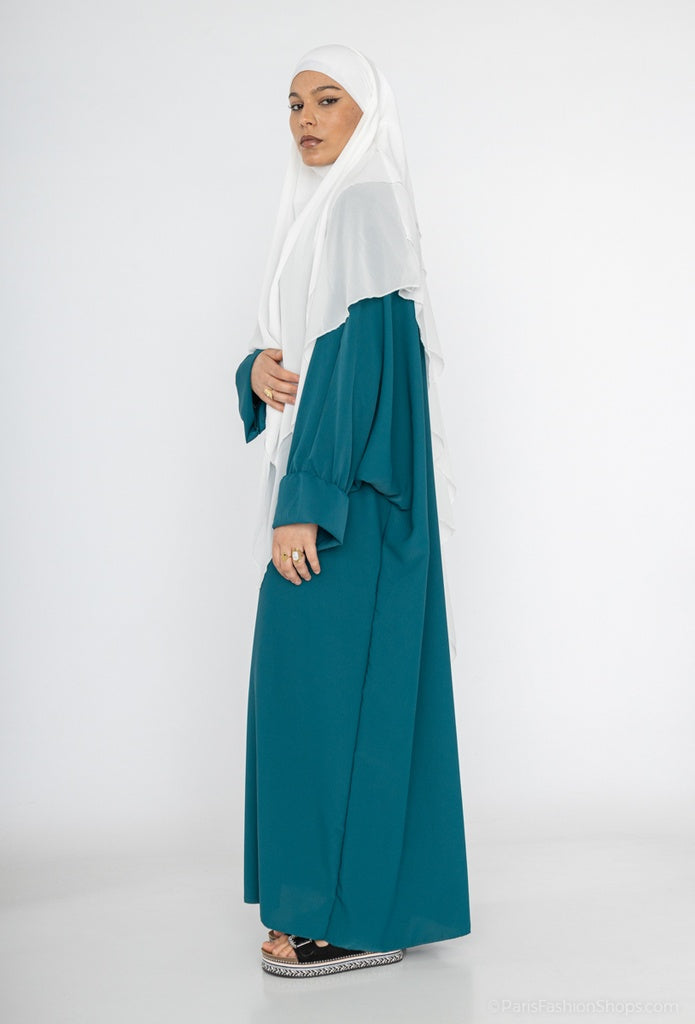 Abaya longue ref: 23312pk - Abaya longue large en Soie de Médine élégante et fluide