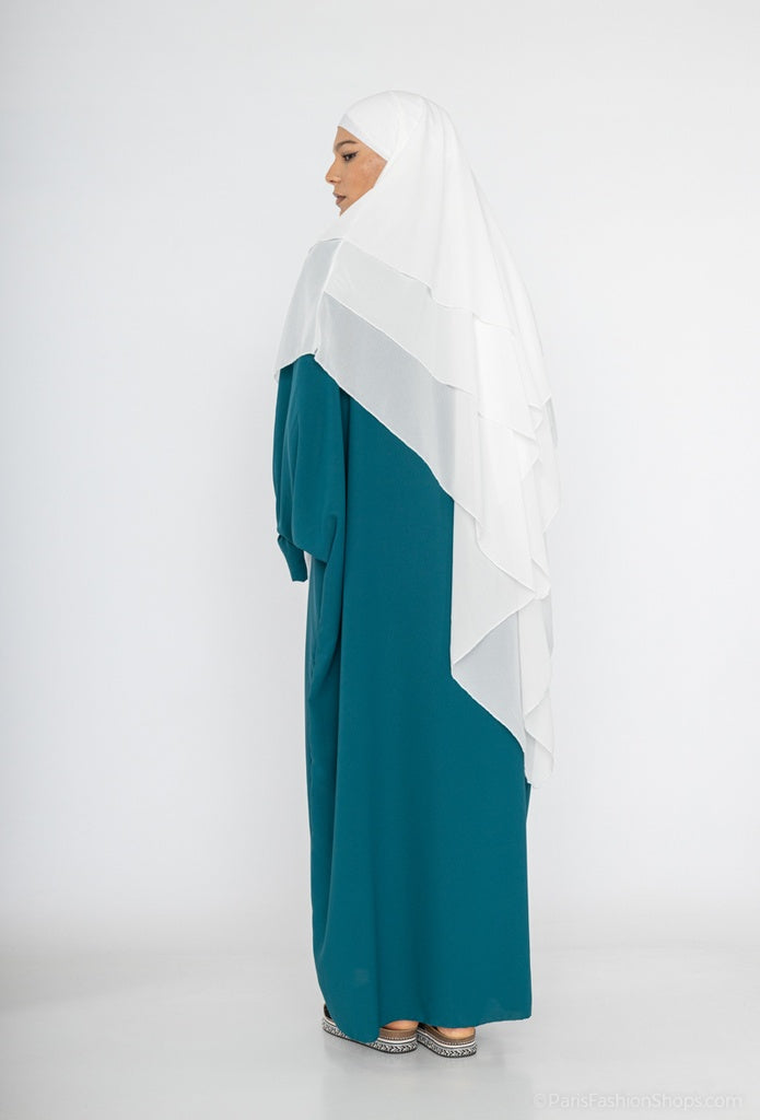 Abaya longue ref: 23312pk - Abaya longue large en Soie de Médine élégante et fluide