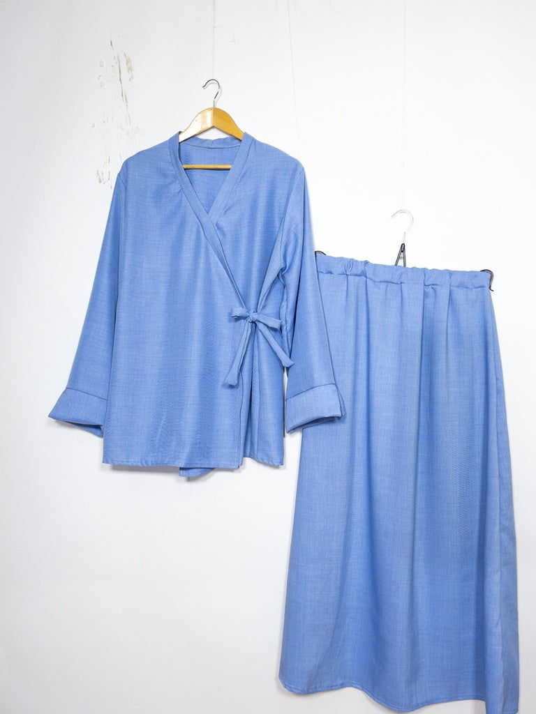 Ensemble EN2385XLM-JU - haut croisé avec nœud sur les côtés style kimono avec jupe évasée