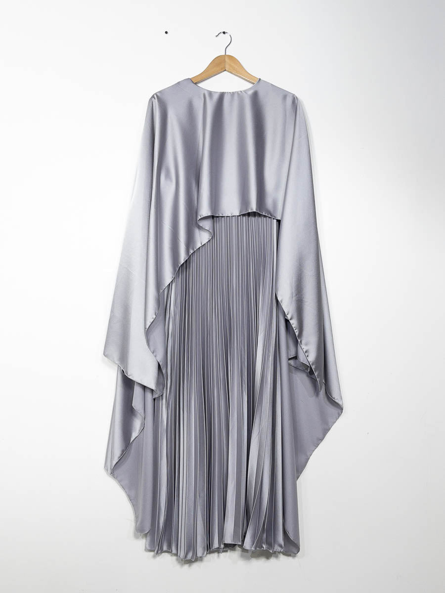 Robe abaya en satin plissés ref:Y102 - Robe abaya en satin plissé élégante et confortable avec une cape longue