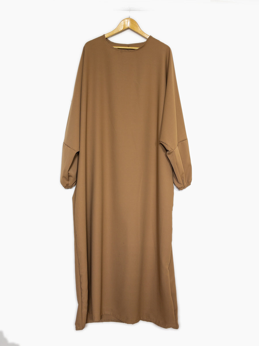 Abaya longue large en Soie de Médine ref: Ro2303pk - Abaya longue large en Soie de Médine ample et fluide avec manches bouffantes