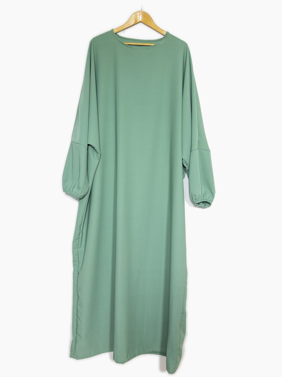 Abaya longue large en Soie de Médine ref: Ro2303pk - Abaya longue large en Soie de Médine ample et fluide avec manches bouffantes