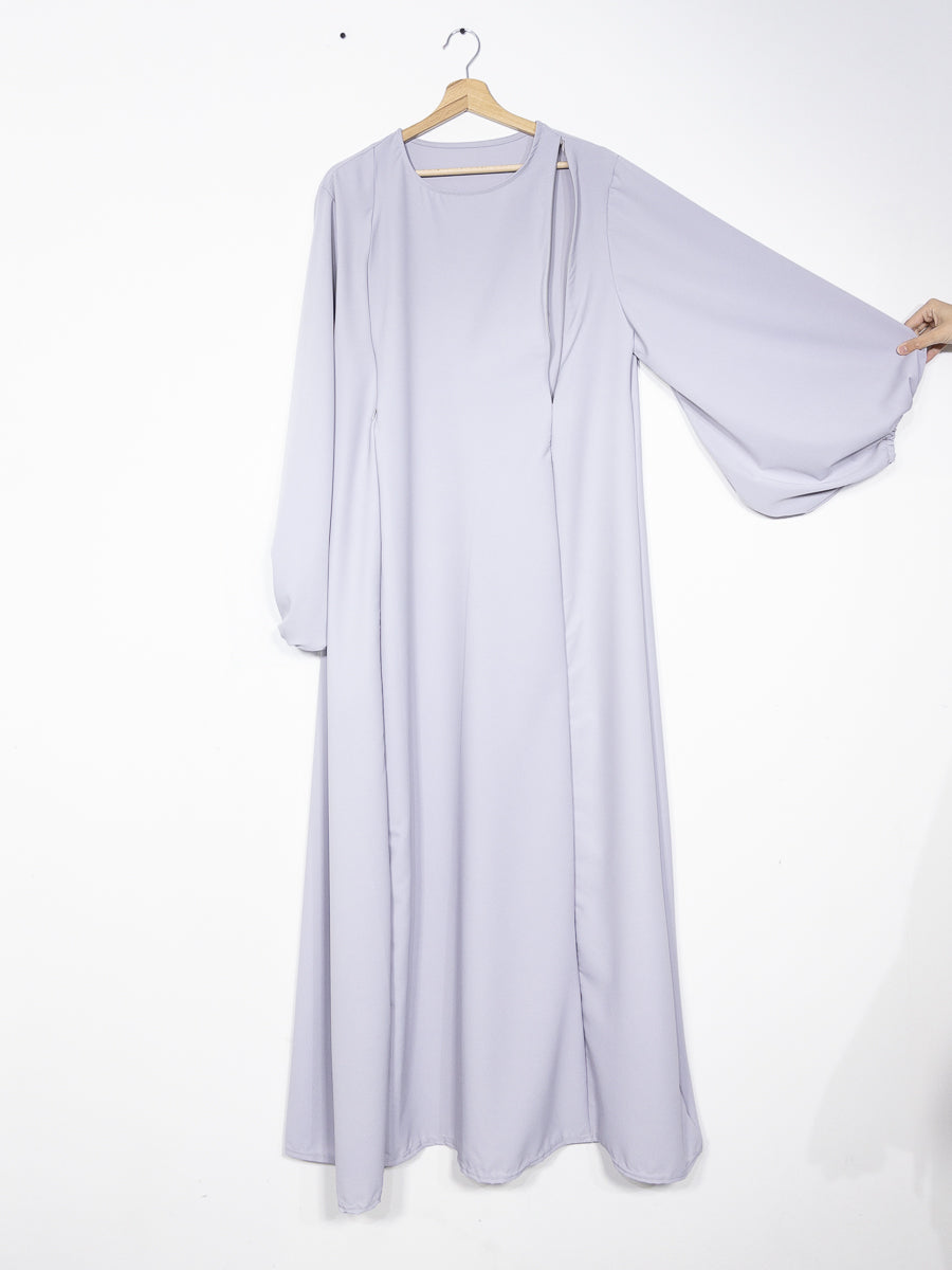Abaya d'allaitement en soie de Medine ouvertures zip REF:RO2508PK - doux et fluide facilitant l’allaitement en toute discrétion.