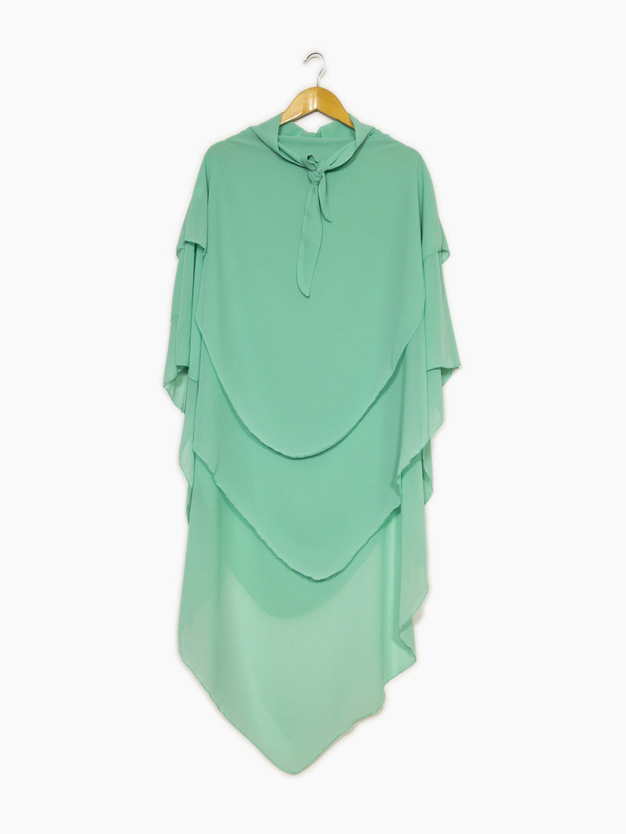 Khimar trois volant ref:Ca2317 - Khimar long en mousseline de haute qualité