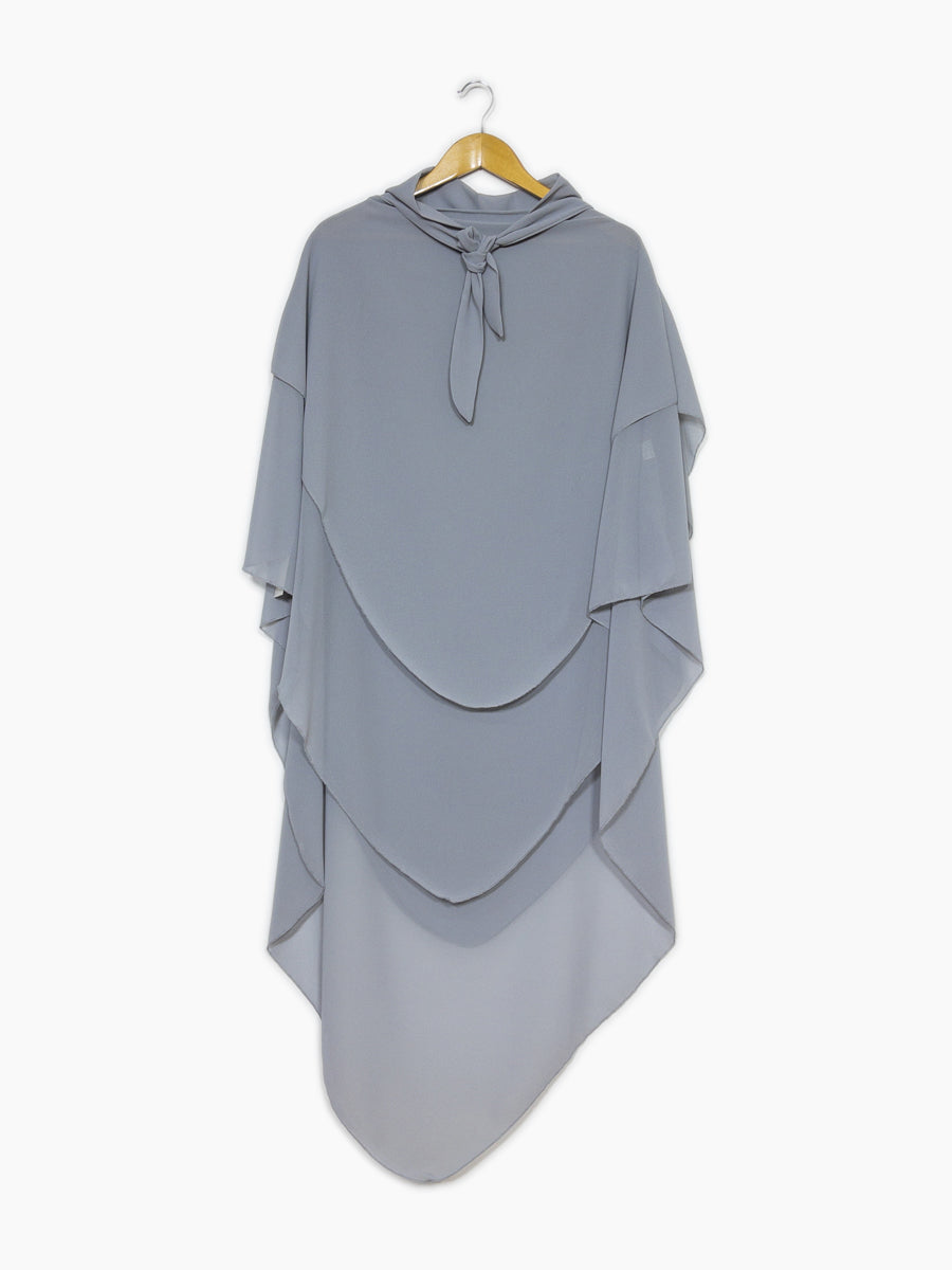 Khimar trois volant ref:Ca2317 - Khimar long en mousseline de haute qualité