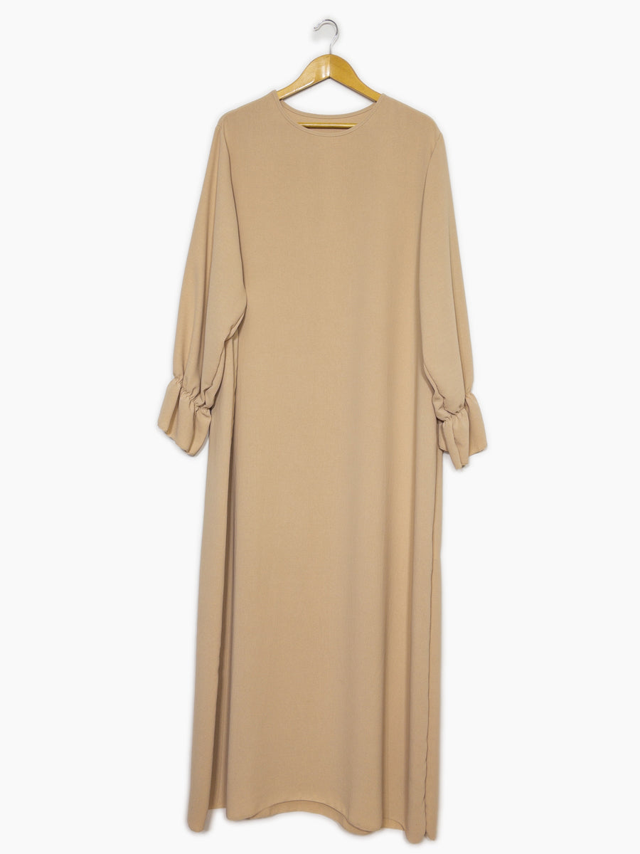 Abaya longue large ref: Ro2316jazz- Abaya Longue Large en jazz manches volantées chic et décontracté