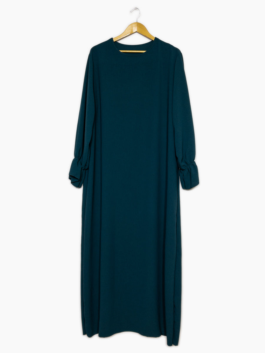 Abaya longue large ref: Ro2316jazz- Abaya Longue Large en jazz manches volantées chic et décontracté