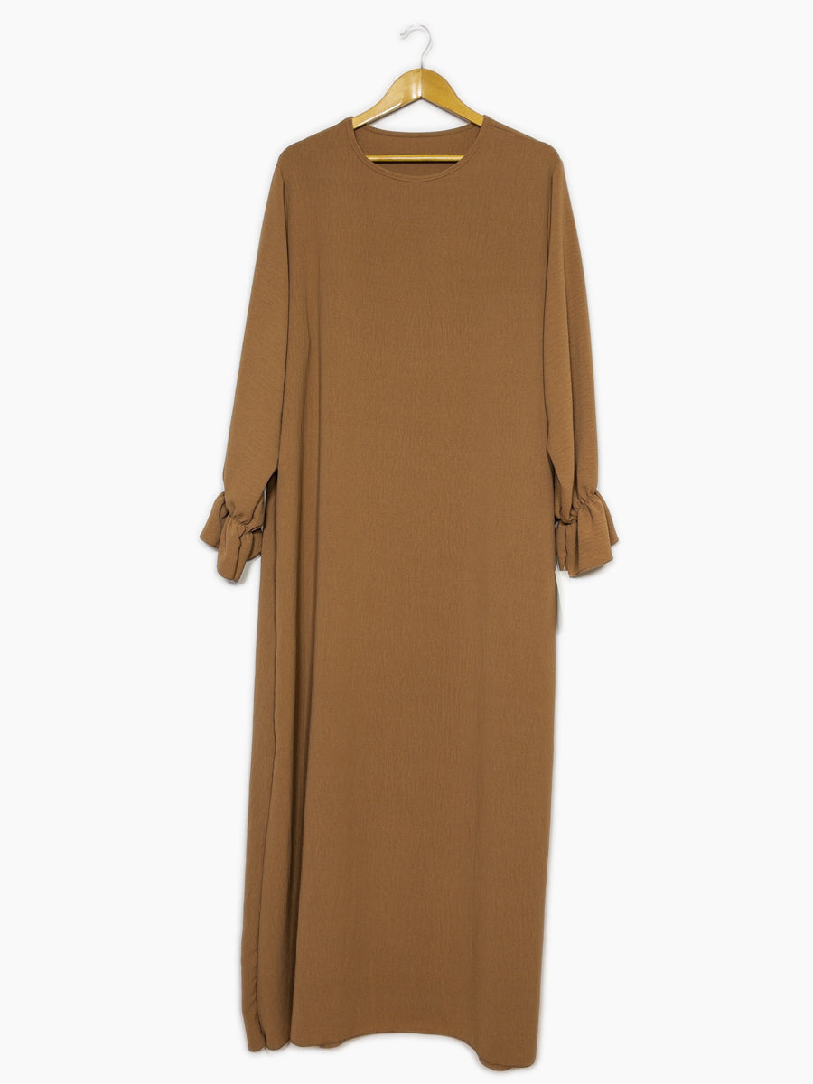 Abaya longue large ref: Ro2316jazz- Abaya Longue Large en jazz manches volantées chic et décontracté