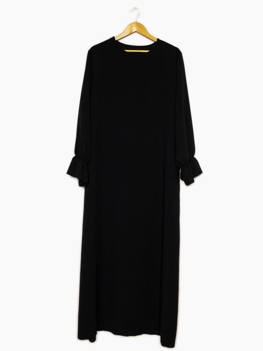 Abaya longue large ref: Ro2316jazz- Abaya Longue Large en jazz manches volantées chic et décontracté