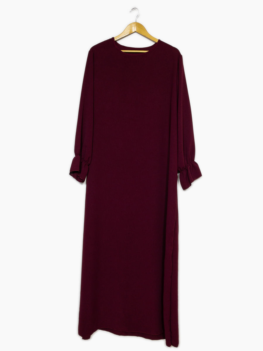 Abaya longue large ref: Ro2316jazz- Abaya Longue Large en jazz manches volantées chic et décontracté