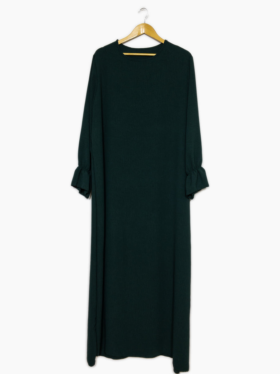 Abaya longue large ref: Ro2316jazz- Abaya Longue Large en jazz manches volantées chic et décontracté