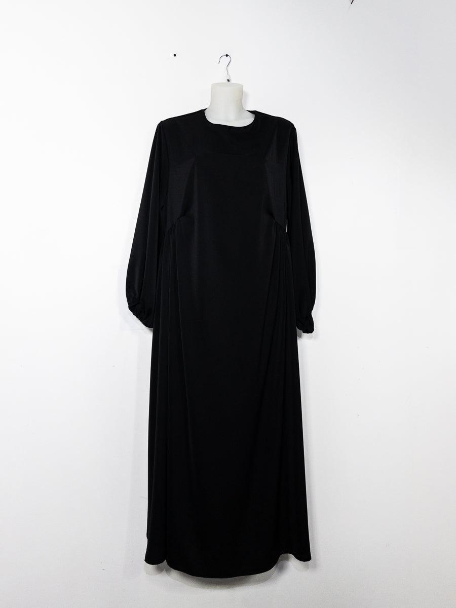Robe abaya en Soie de Médine Ref: Ro2509pk - Robe abaya en Soie de Médine subtilement froncée au buste coupe fluide avec manches bouffantes