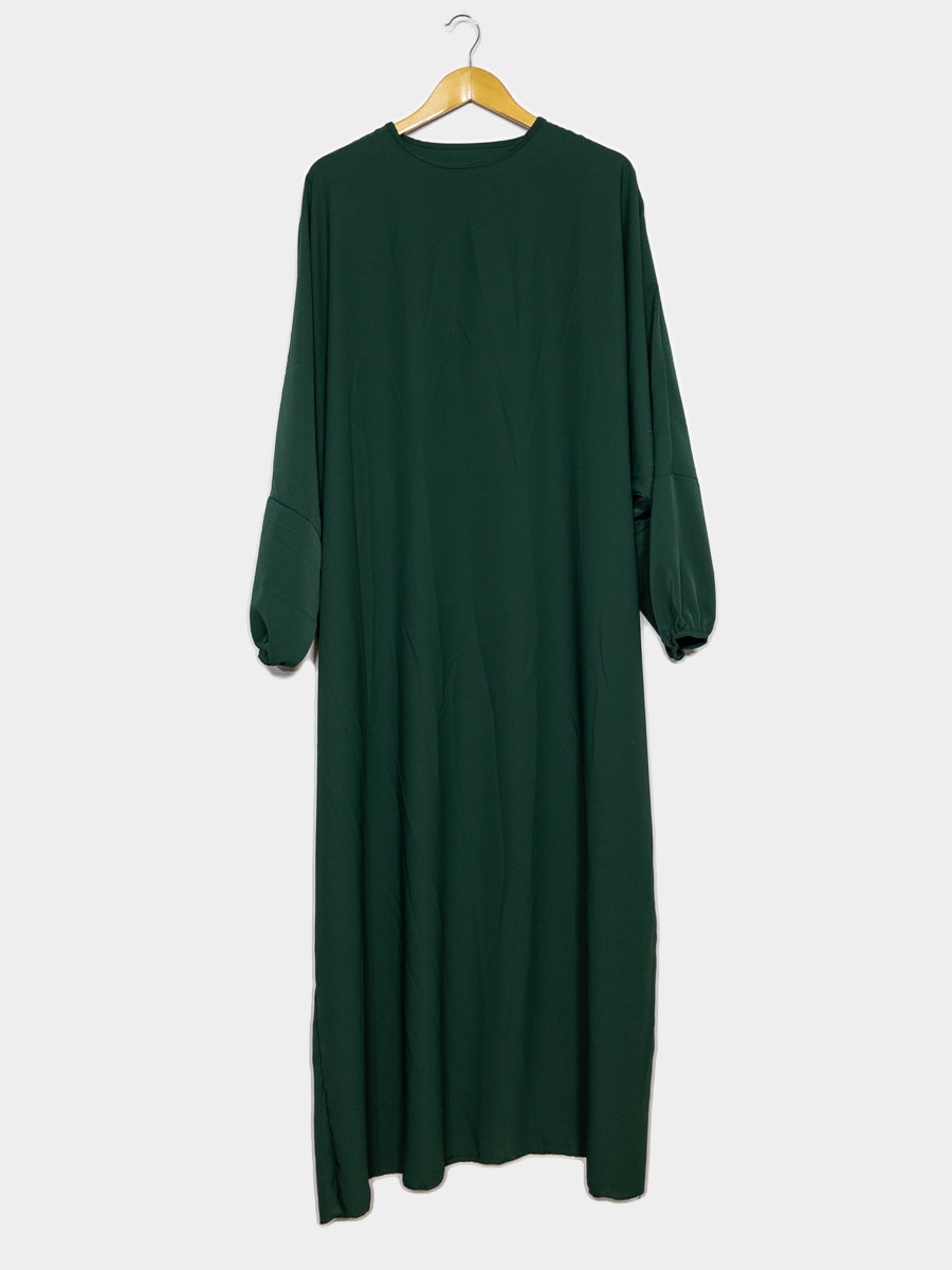 Abaya longue large en Soie de Médine ref: Ro2303pk - Abaya longue large en Soie de Médine ample et fluide avec manches bouffantes