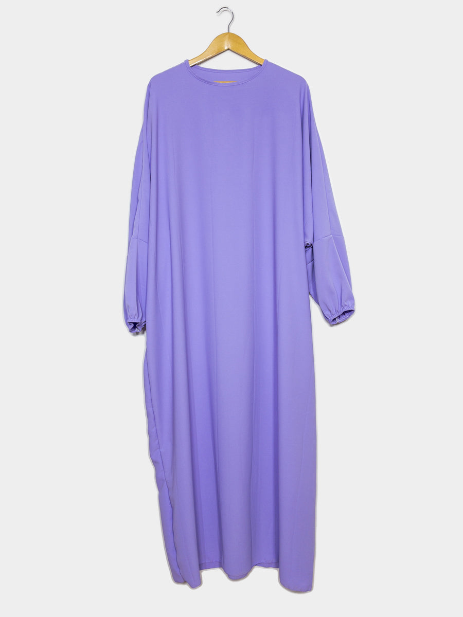 Abaya longue large en Soie de Médine ref: Ro2303pk - Abaya longue large en Soie de Médine ample et fluide avec manches bouffantes