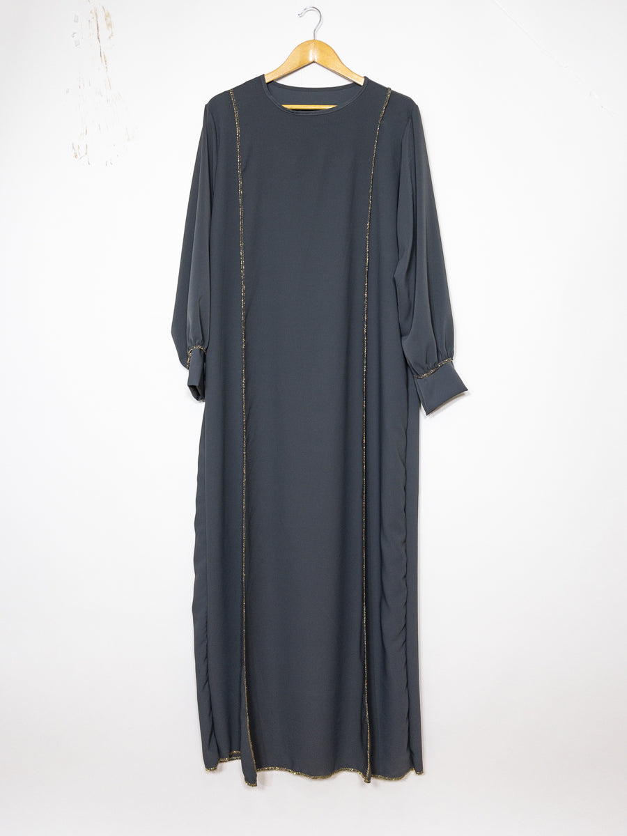 Abaya longue large ref:Ro2337pk en soie de Médine