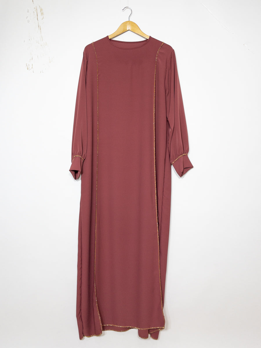 Abaya longue large ref:Ro2337pk en soie de Médine