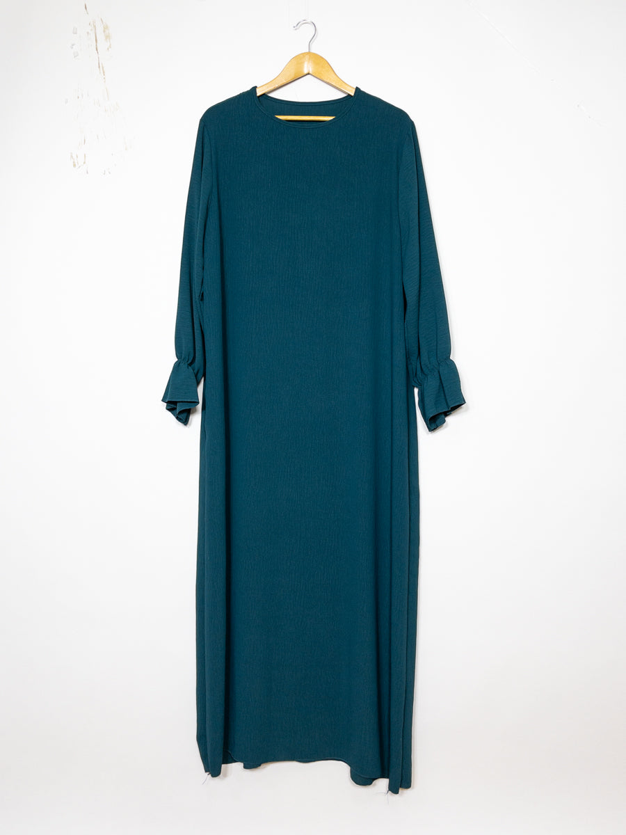 Abaya longue large ref: Ro2316jazz- Abaya Longue Large en jazz manches volantées chic et décontracté