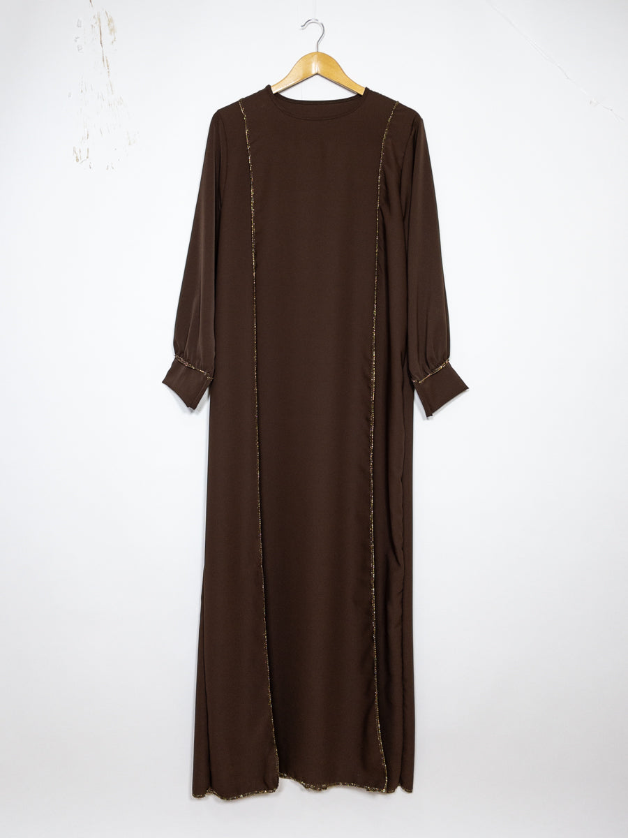 Abaya longue large ref:Ro2337pk en soie de Médine