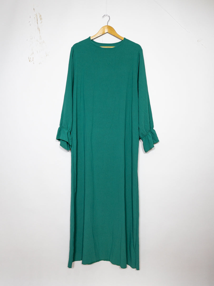 Abaya longue large ref: Ro2316jazz- Abaya Longue Large en jazz manches volantées chic et décontracté