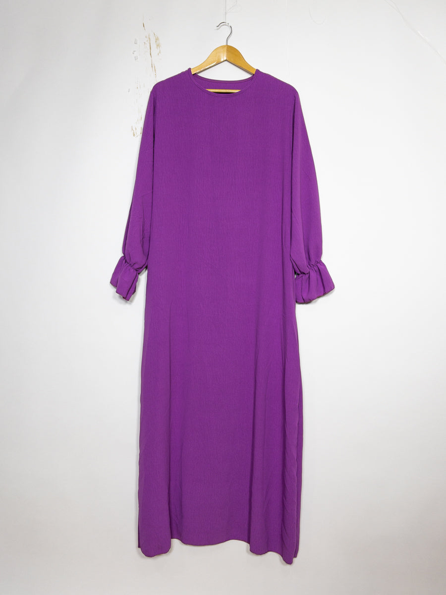 Abaya longue large ref: Ro2316jazz- Abaya Longue Large en jazz manches volantées chic et décontracté