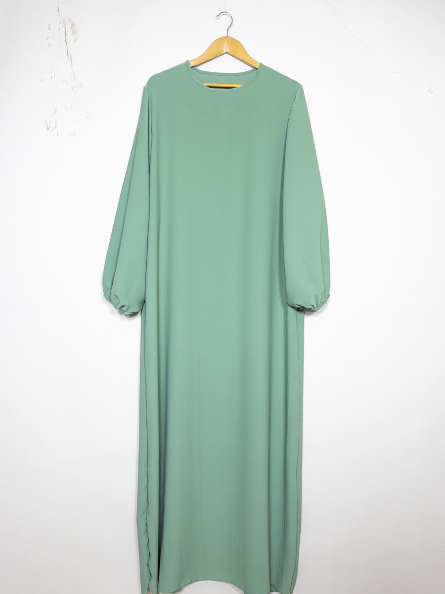 Robe Abaya en Soie de Médine - Modèle Ro2370pk - Manches ballon, fluide et confortable