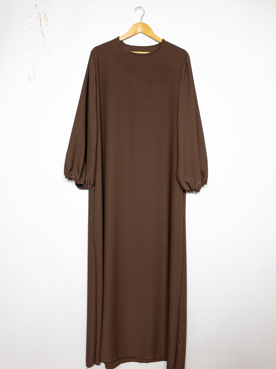 Robe Abaya en Soie de Médine - Modèle Ro2370pk - Manches ballon, fluide et confortable