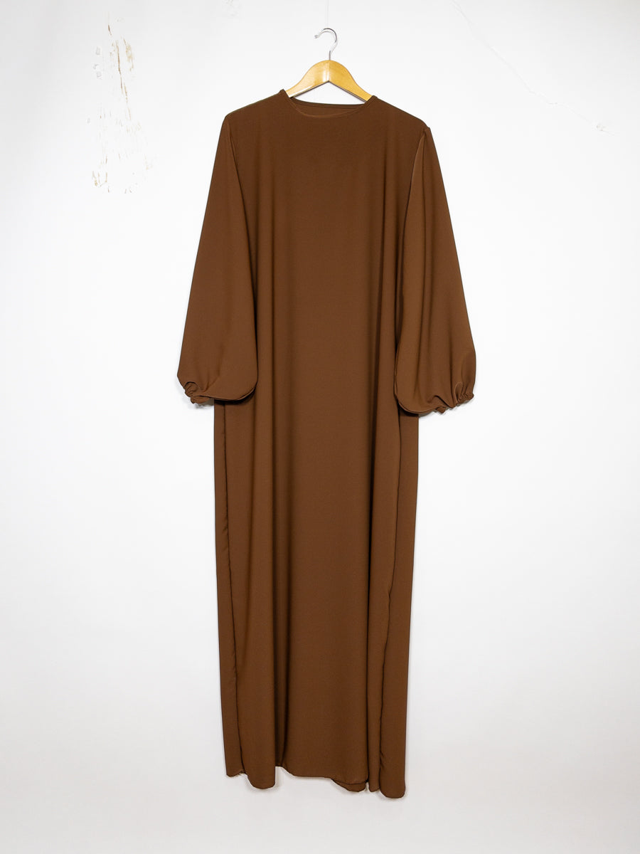 Robe Abaya en Soie de Médine - Modèle Ro2370pk - Manches ballon, fluide et confortable