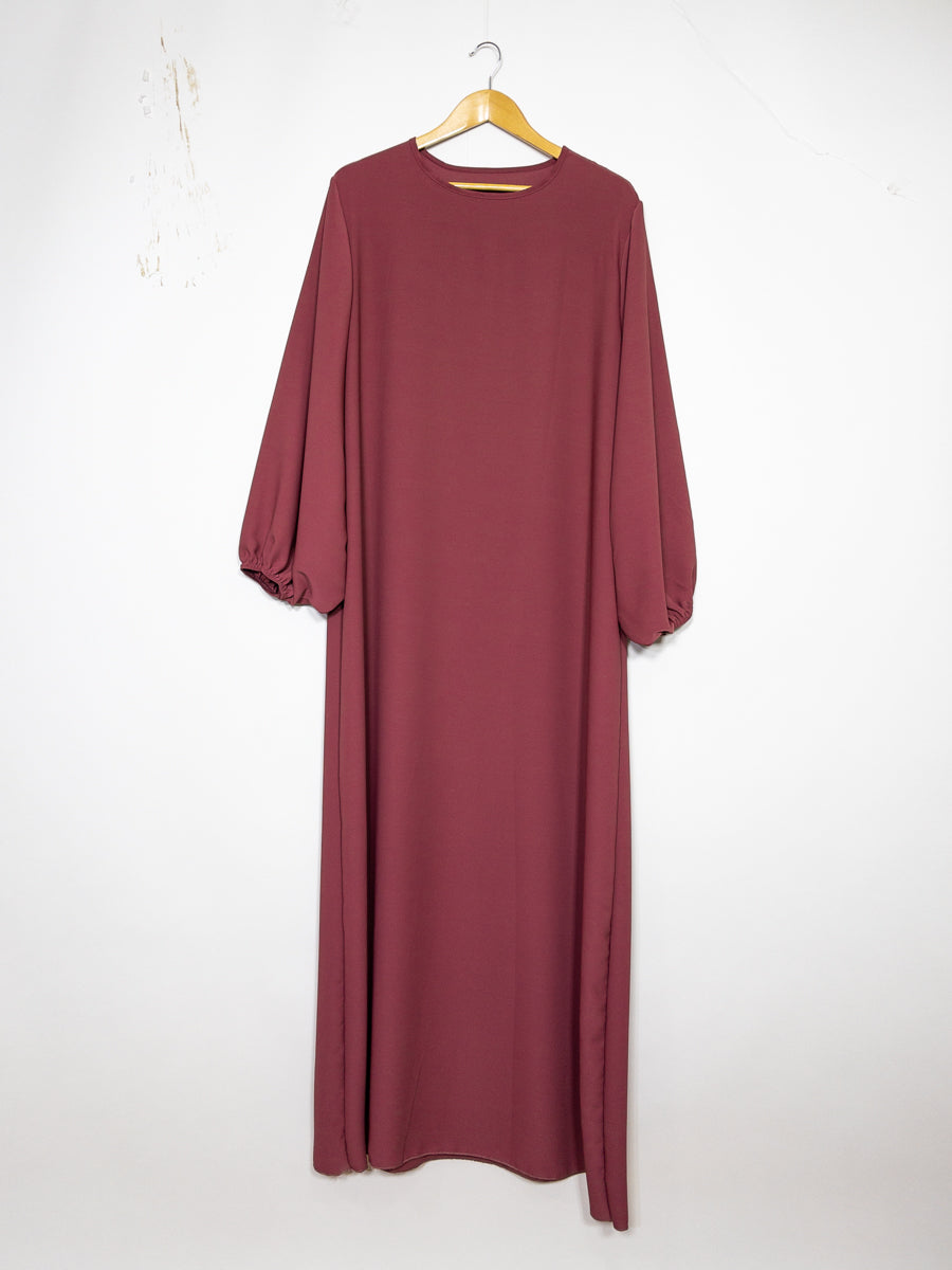 Robe Abaya en Soie de Médine - Modèle Ro2370pk - Manches ballon, fluide et confortable