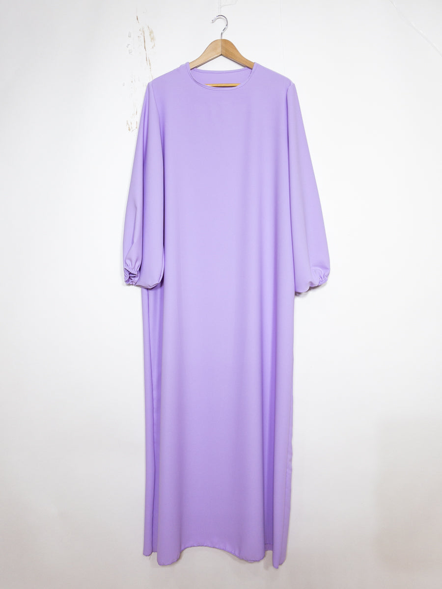 Robe Abaya en Soie de Médine - Modèle Ro2370pk - Manches ballon, fluide et confortable