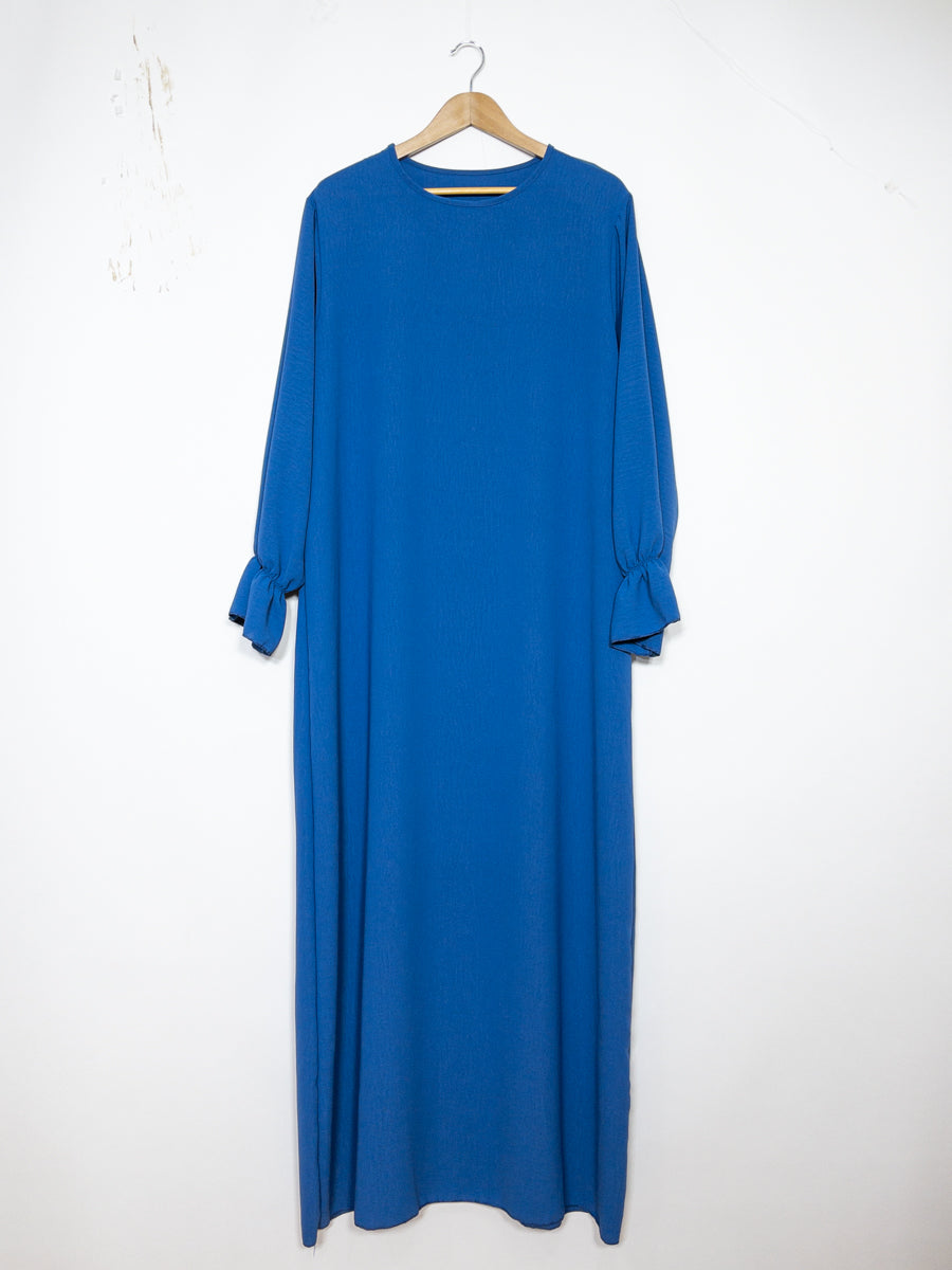 Abaya longue large ref: Ro2316jazz- Abaya Longue Large en jazz manches volantées chic et décontracté