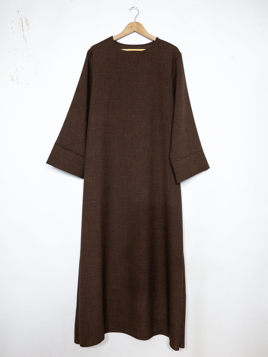 Abaya manche large en lin pour 185cm REF: RoL2352lin- Abaya Longue style Lin manche évasé