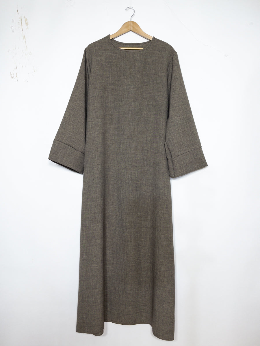 Abaya manche large en lin pour 185cm REF: RoL2352lin- Abaya Longue style Lin manche évasé