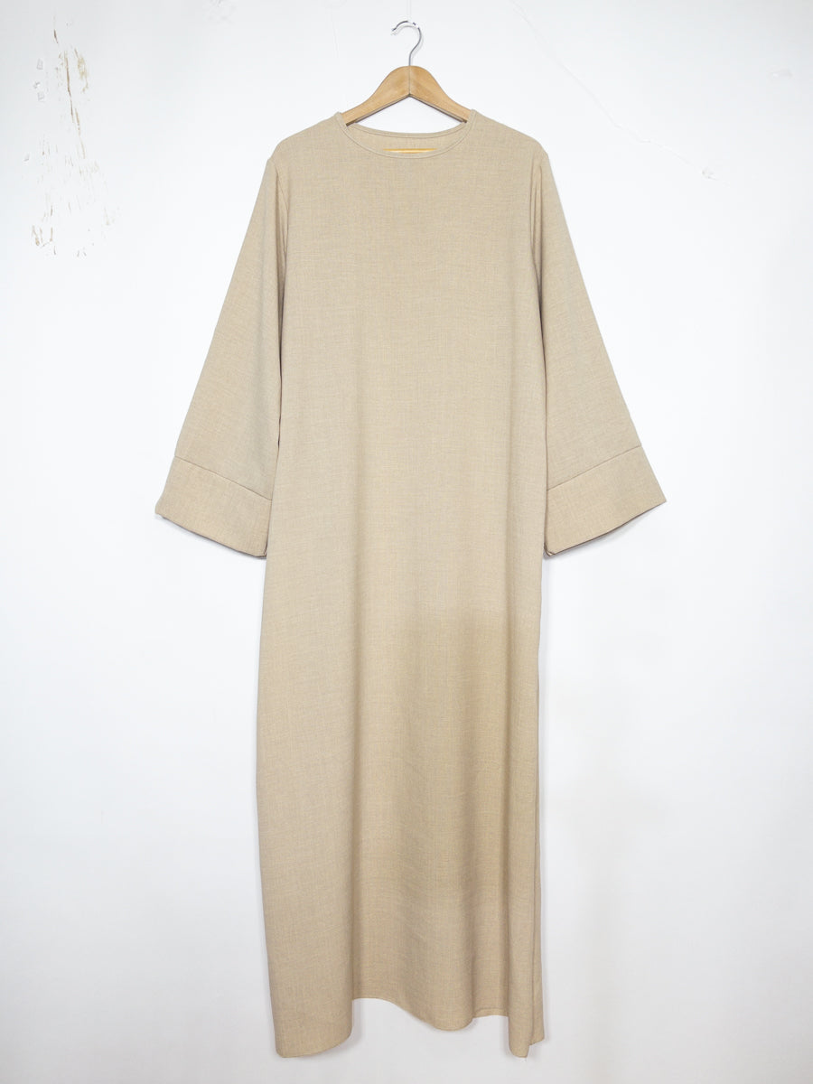 Abaya manche large en lin pour 185cm REF: RoL2352lin- Abaya Longue style Lin manche évasé