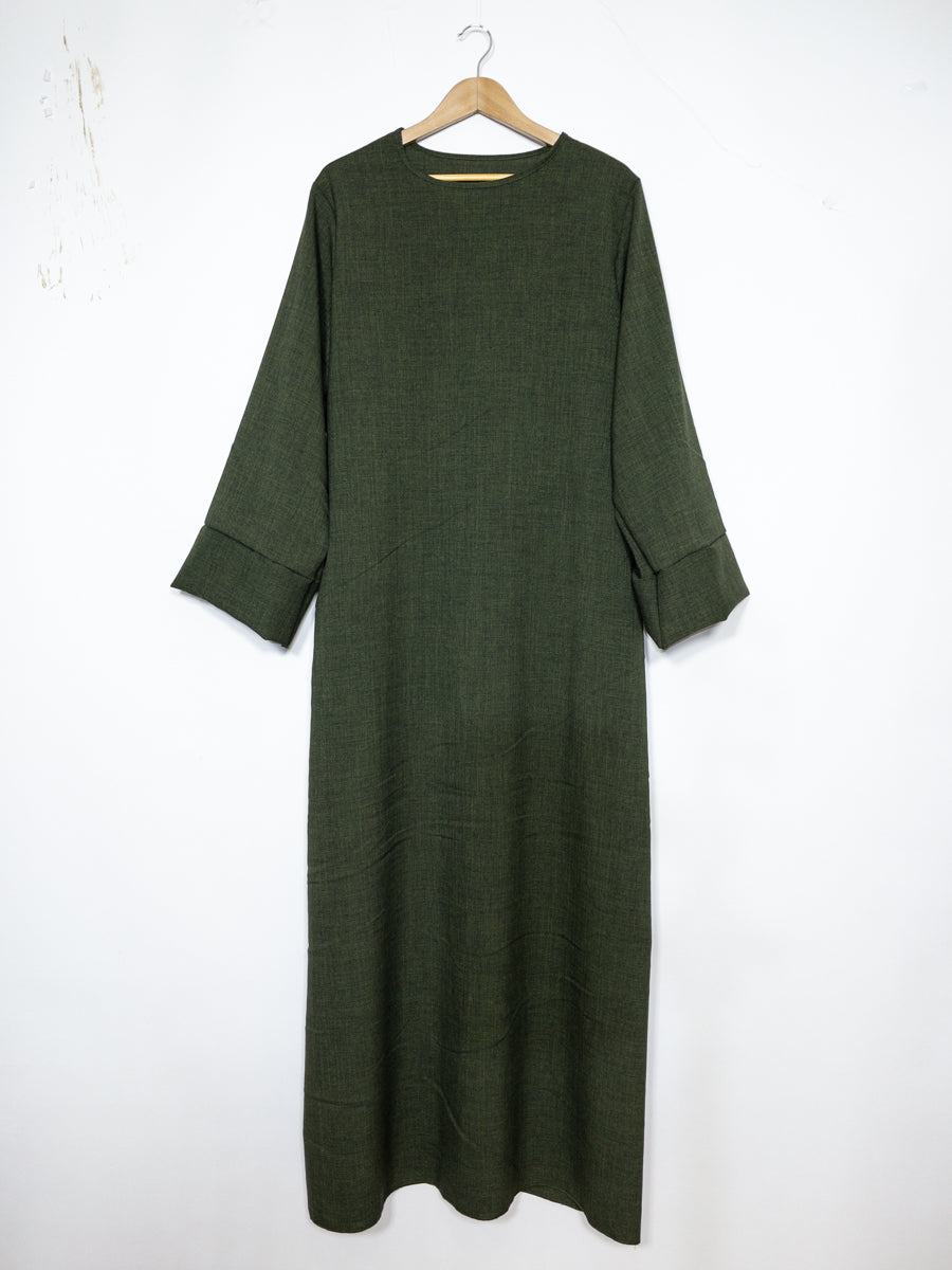 Abaya manche large en lin pour 185cm REF: RoL2352lin- Abaya Longue style Lin manche évasé