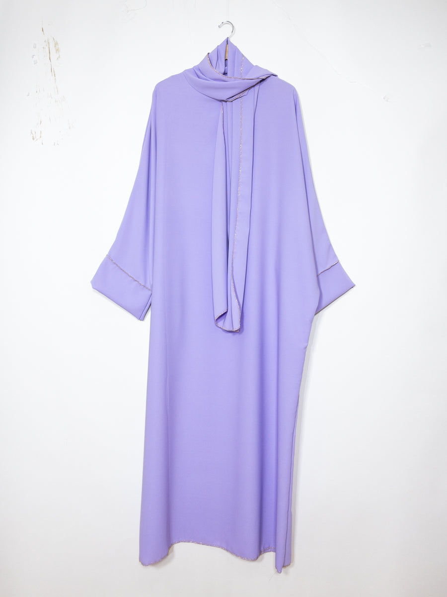 Abaya longue femme REF: Ro2381pk en soie de medine avec voile Intégré fluide et élégante