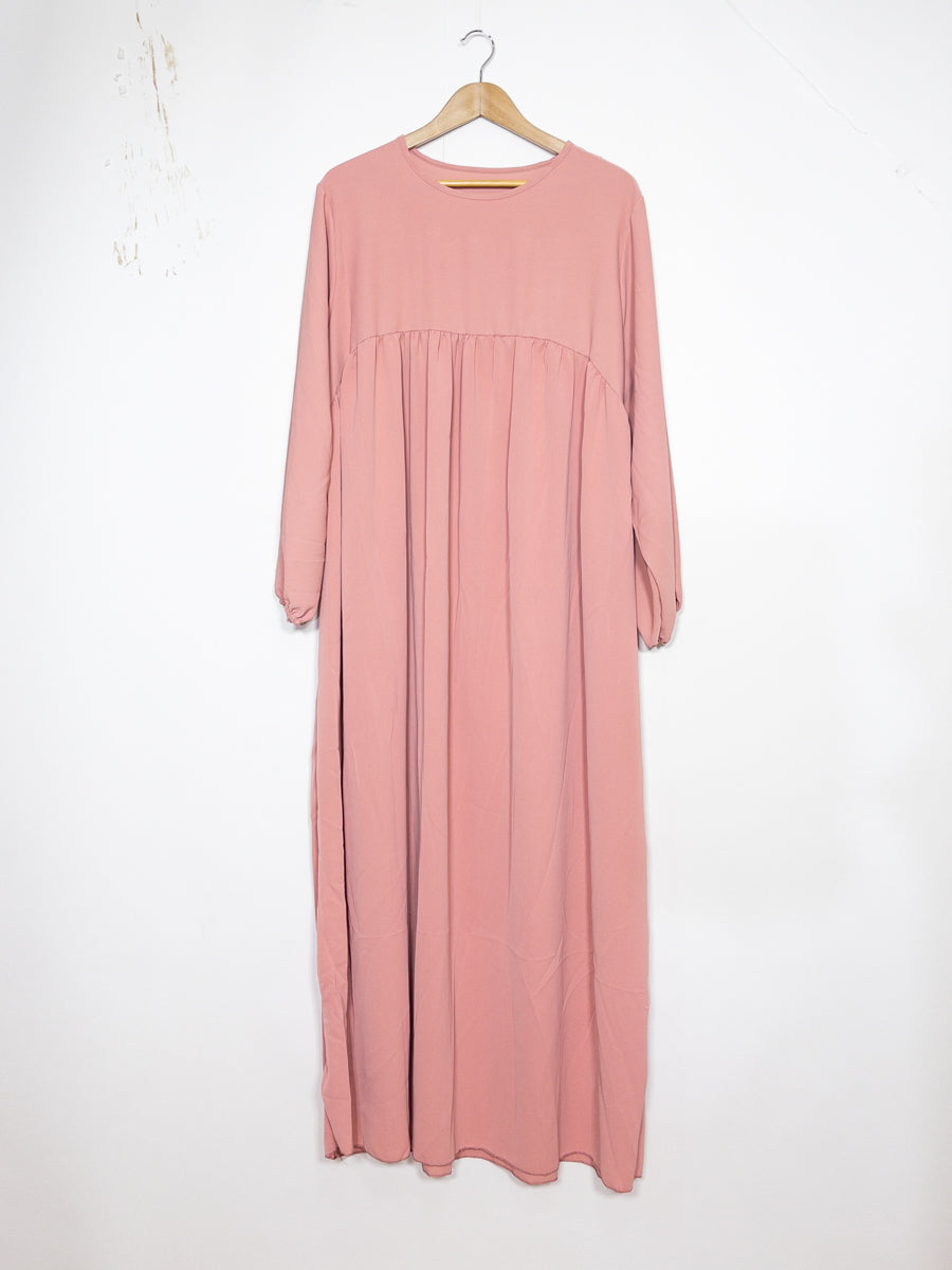 Abaya longue femme REF: RO2326PK - Abaya longue femme en soie de medine tissu fluide et doux , coupe ample et élégante