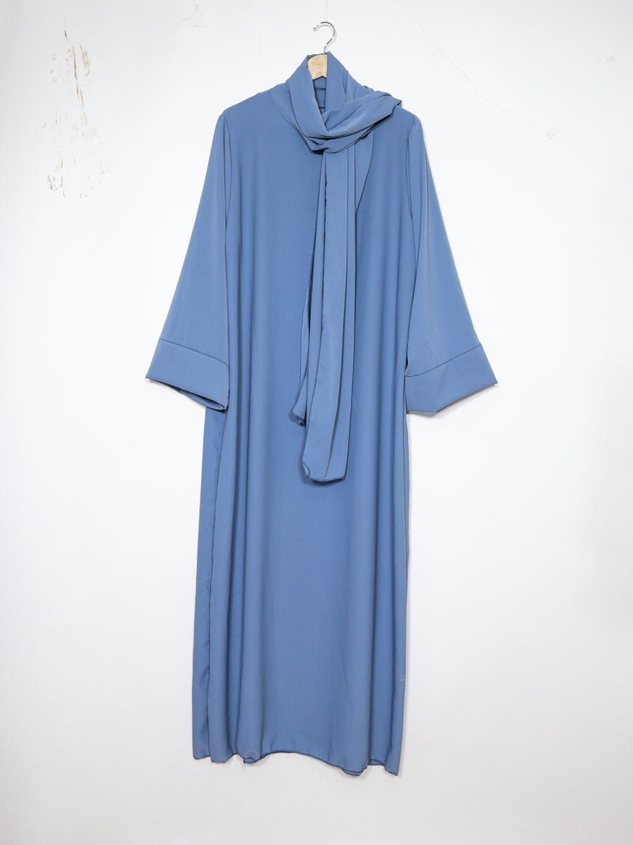 Abaya en soie de Médine pour femme ref:Ro2377pknml - voile intégré confortable et simple