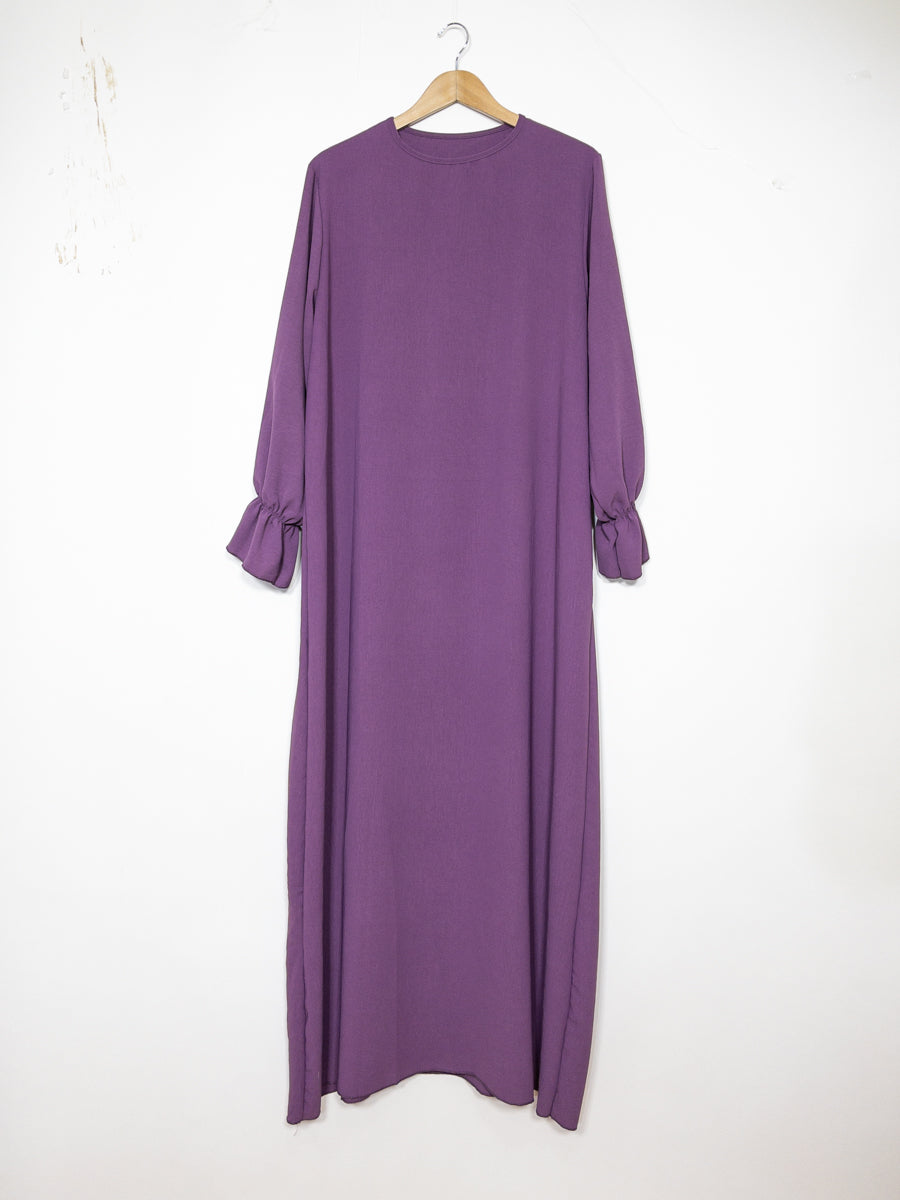 Abaya longue large ref: Ro2316jazz- Abaya Longue Large en jazz manches volantées chic et décontracté