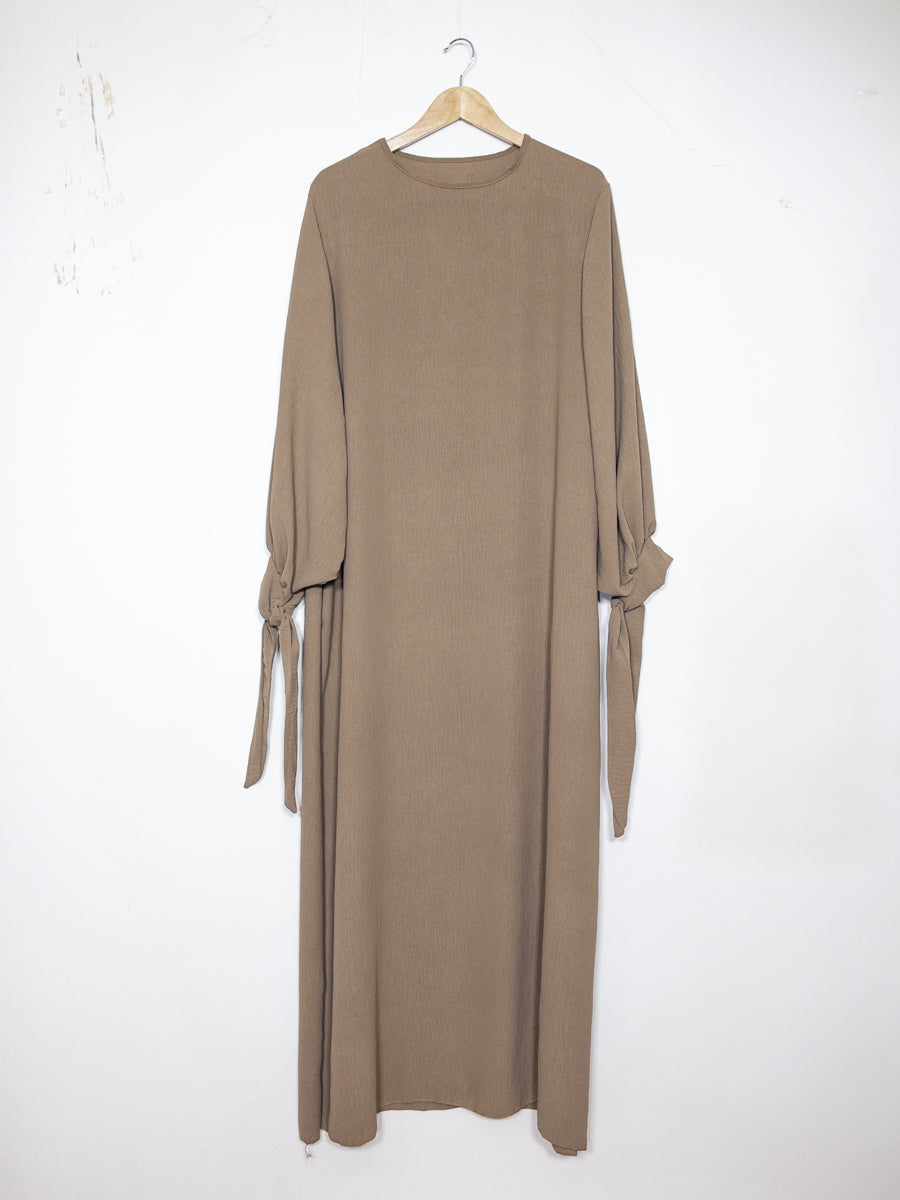 Robe abaya réf RoL2378jazz - Robe abaya longue en jazz longue pour femme 185cm avec manches ballon et nœud fluide et sophistiquée