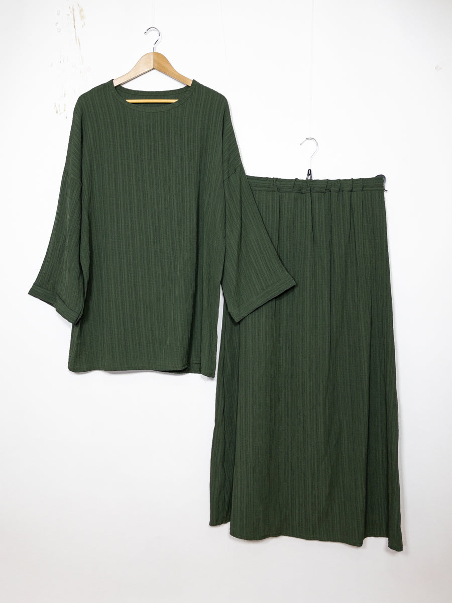 Abaya ensemble ref: EN2335 FF-85JU - Ensemble Abaya Tunique et Jupe évasée élégante