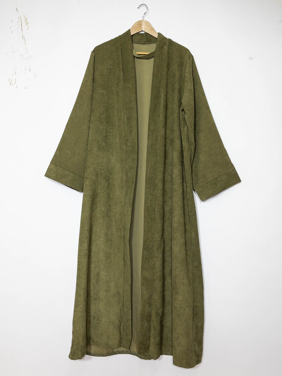 Kimono manche large pour femme ref:2391 Kimono Manches Larges en Velours Côtelé a coupe longue et ouverte avec  des manches amples