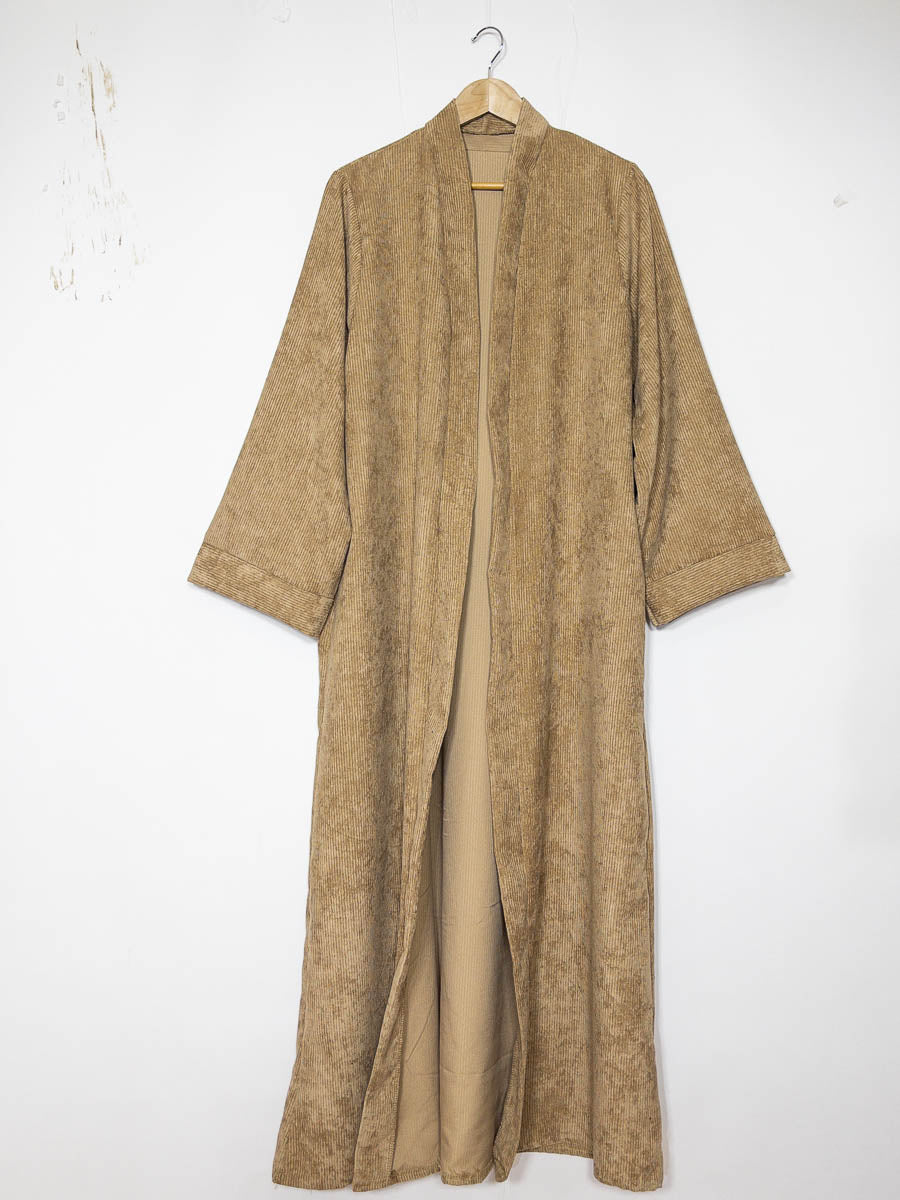 Kimono manche large pour femme ref:2391 Kimono Manches Larges en Velours Côtelé a coupe longue et ouverte avec  des manches amples