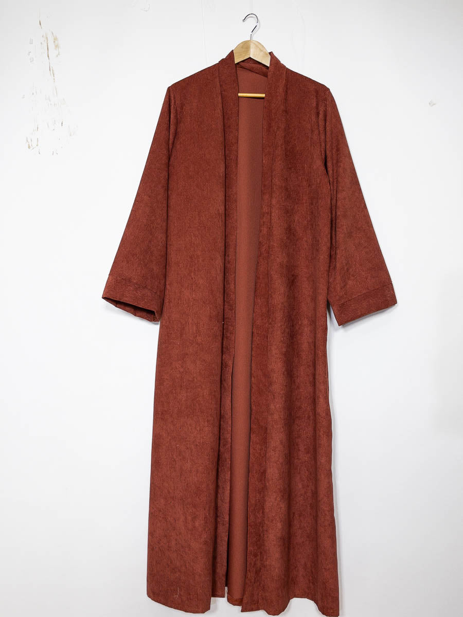 Kimono manche large pour femme ref:2391 Kimono Manches Larges en Velours Côtelé a coupe longue et ouverte avec  des manches amples