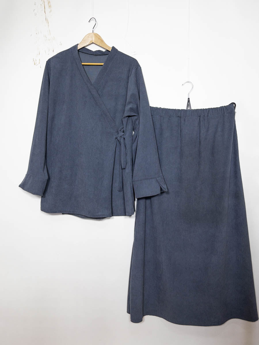 Ensemble côtelé pour l'hiver : 2385-ju-Côtèle Ensemble Côtelé pour l’Hiver avec jupe côtelé chic et chaleureux