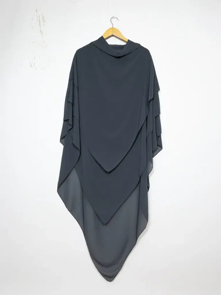 Khimar trois volant ref:Ca2317 - Khimar long en mousseline de haute qualité