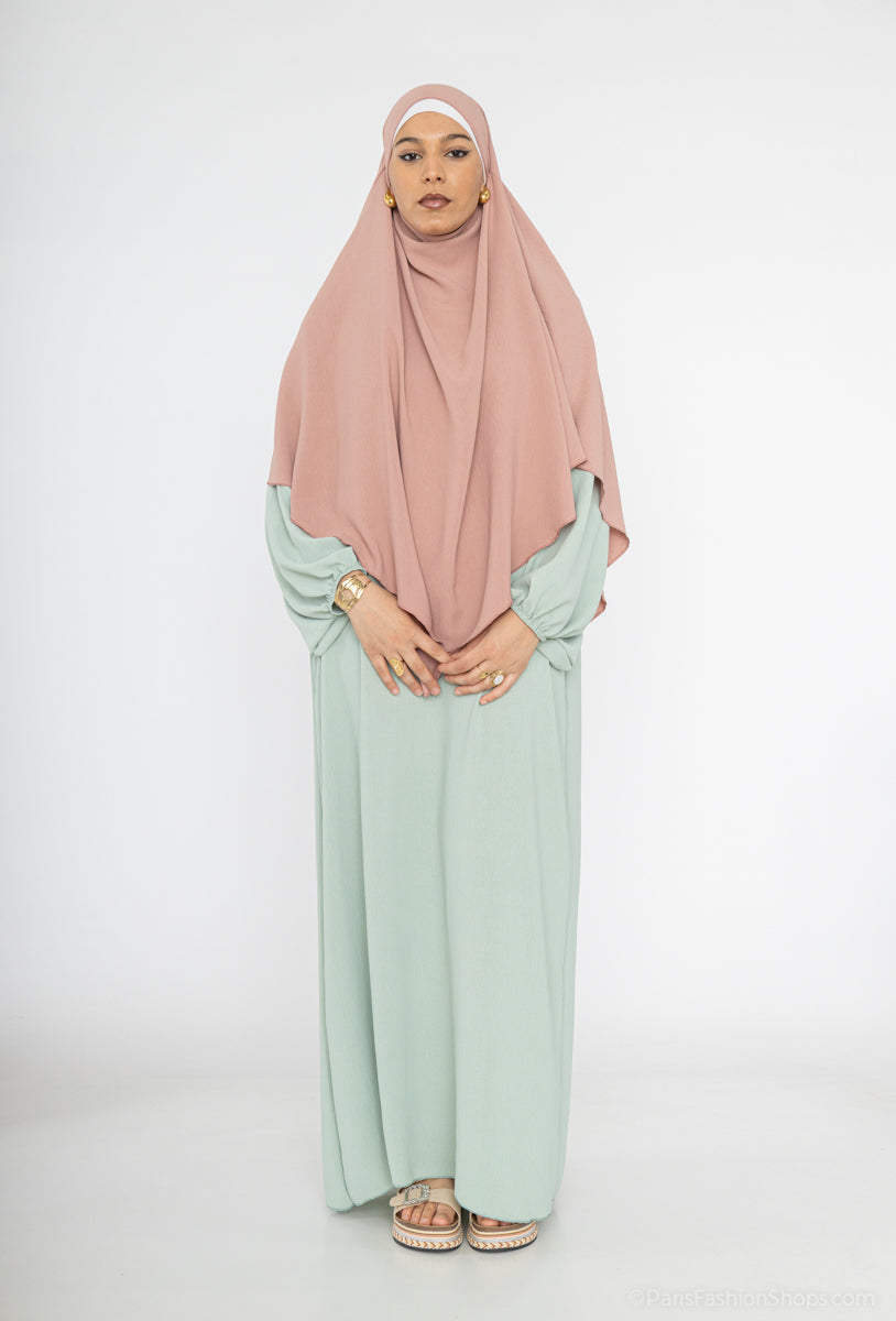 Robe Abaya en Jazz, Modèle RO2370JAZZ, manches ballon élégante, fluide et Confortable