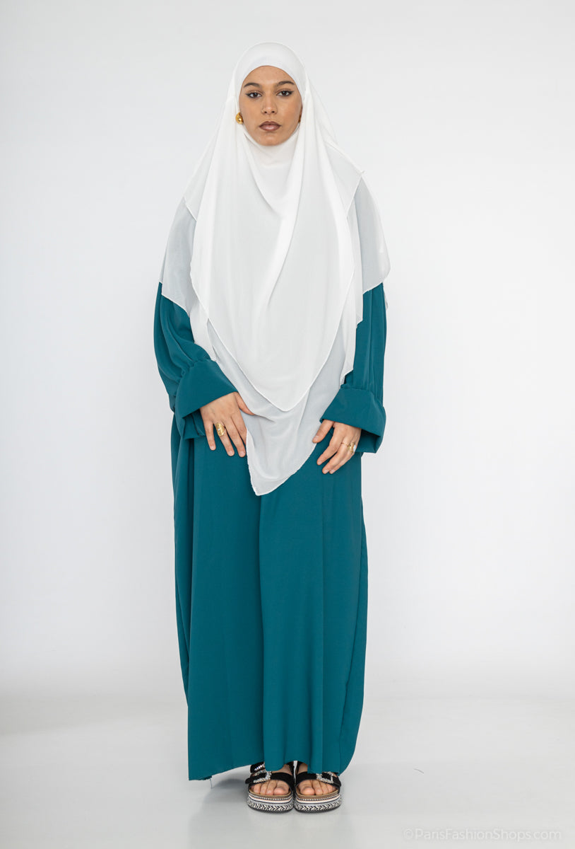 Abaya longue ref: 23312pk - Abaya longue large en Soie de Médine élégante et fluide
