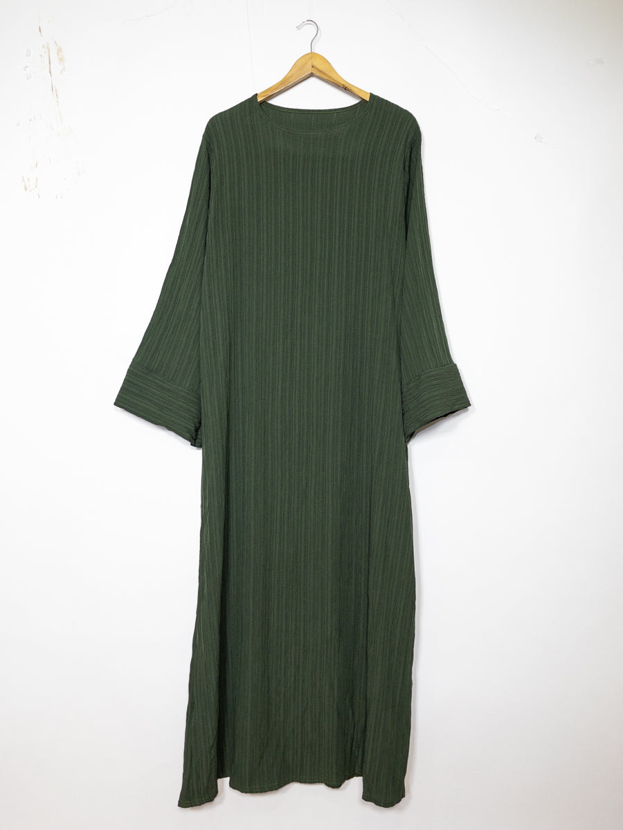 Abaya longue femme REF: Ro2387FF Robe Abaya à Manches Larges tissu texturé hautement durable