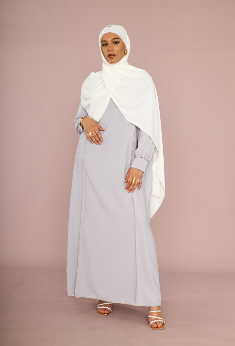 Abaya longue large ref:Ro2337pk en soie de Médine