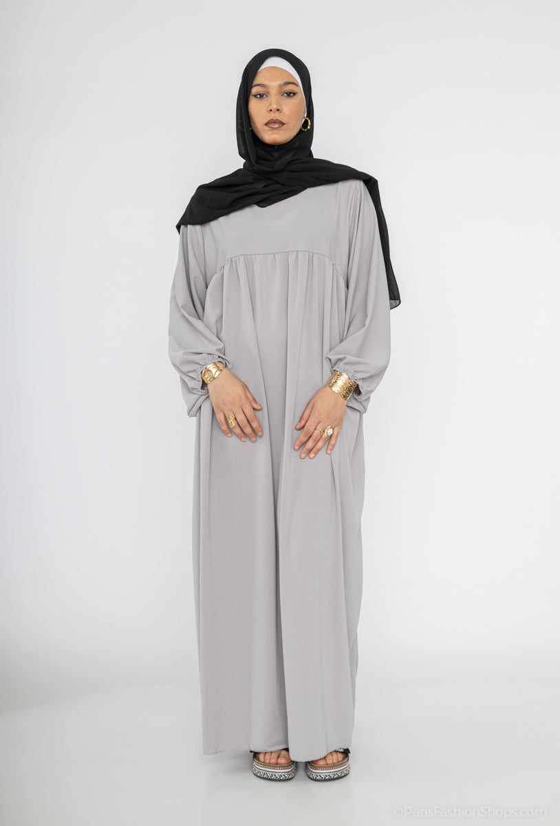 Abaya longue en soie de Médine REF: RO2379PK - légère, fluide et confortable